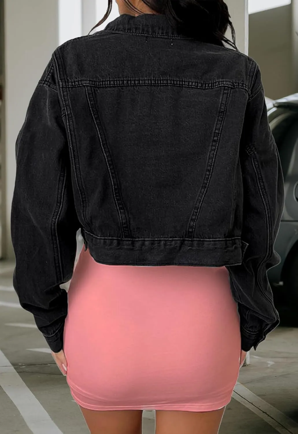 Womens Short Crop Cropped Jean Jacket - Denim for Women Trendy Crop Style, Ideal for Every Occasion