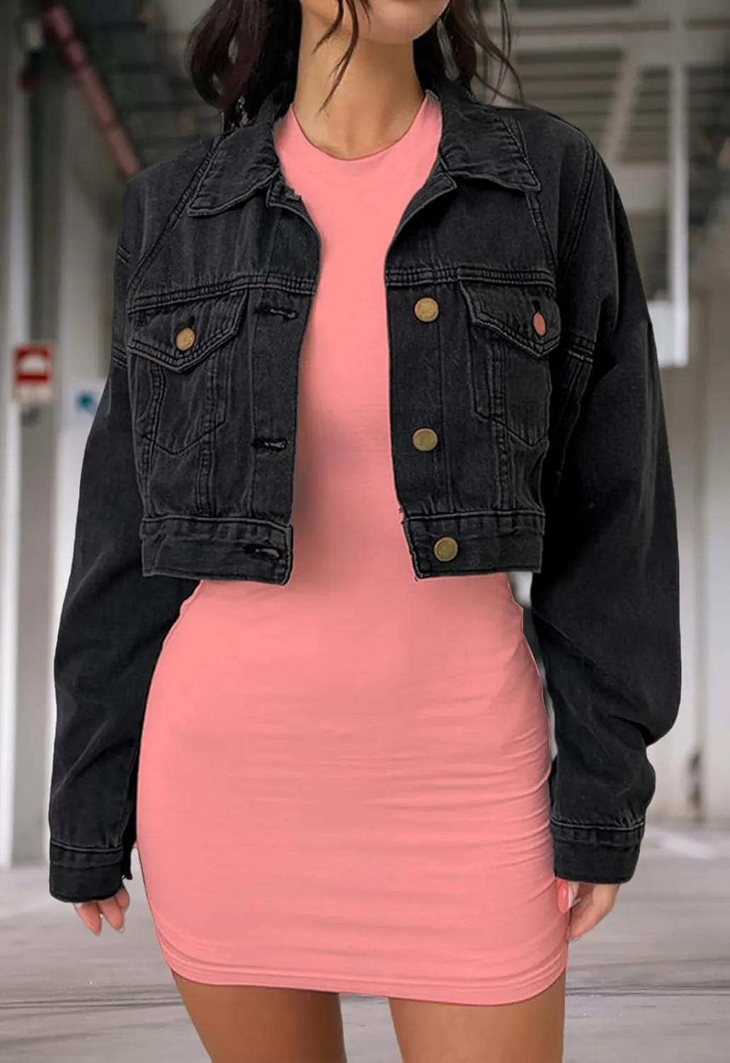 Womens Short Crop Cropped Jean Jacket - Denim for Women Trendy Crop Style, Ideal for Every Occasion