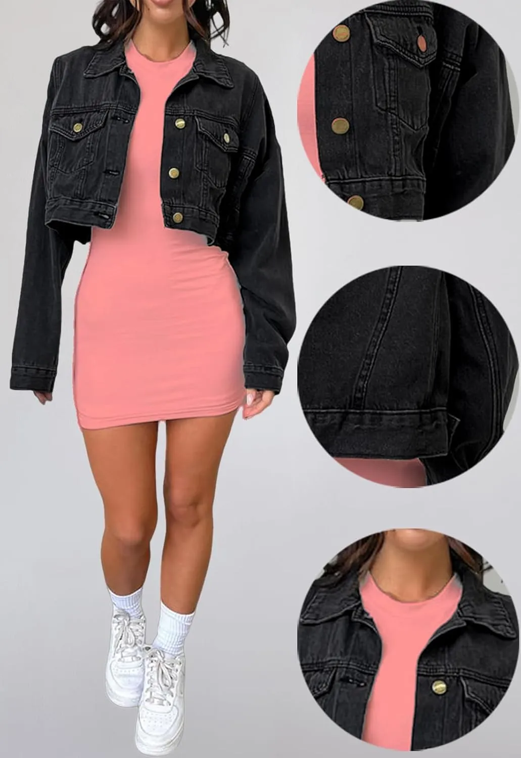 Womens Short Crop Cropped Jean Jacket - Denim for Women Trendy Crop Style, Ideal for Every Occasion