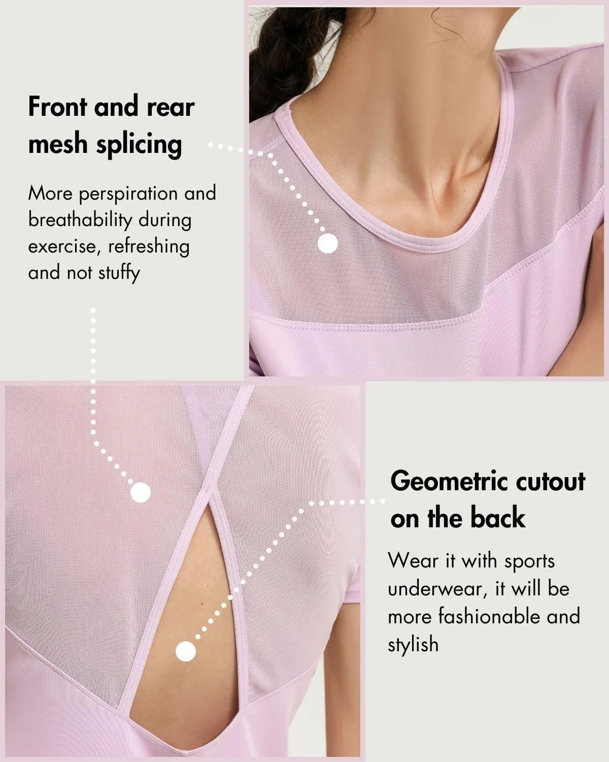 Womens Short Sleeve Mesh Athletic Tops Open Back Workout Running Tank Tops