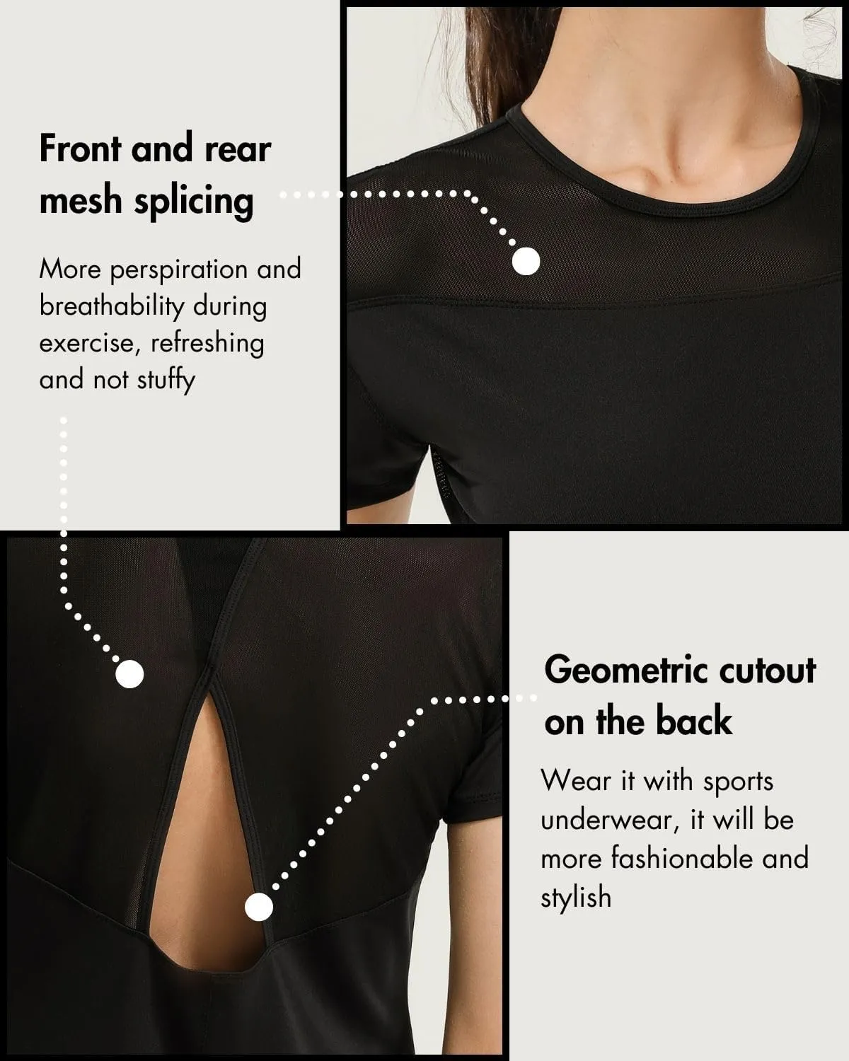Womens Short Sleeve Mesh Athletic Tops Open Back Workout Running Tank Tops