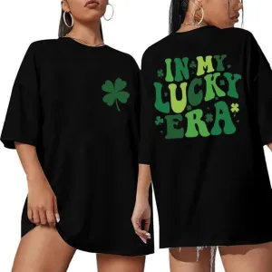 Women's St Patrick's Day Trendy Oversized T-Shirt Lucky Irish Shamrock Paddy's Day Graphic Tees Tops