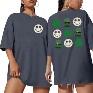 Women's St Patrick's Day Trendy Oversized T-Shirt Lucky Irish Shamrock Paddy's Day Graphic Tees Tops
