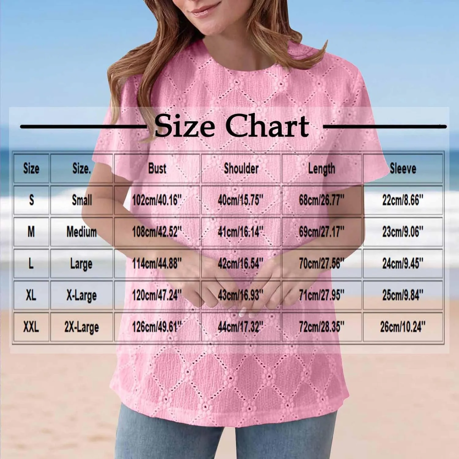 Women's Summer Tops Casual Crew Neck Short Sleeve Eyelet Embroidered Hollow Out Blouses Loose Fit Shirts