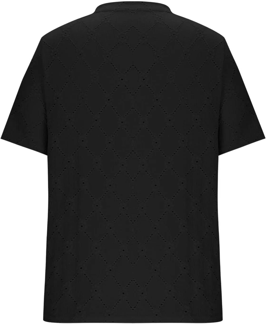 Women's Summer Tops Casual Crew Neck Short Sleeve Eyelet Embroidered Hollow Out Blouses Loose Fit Shirts
