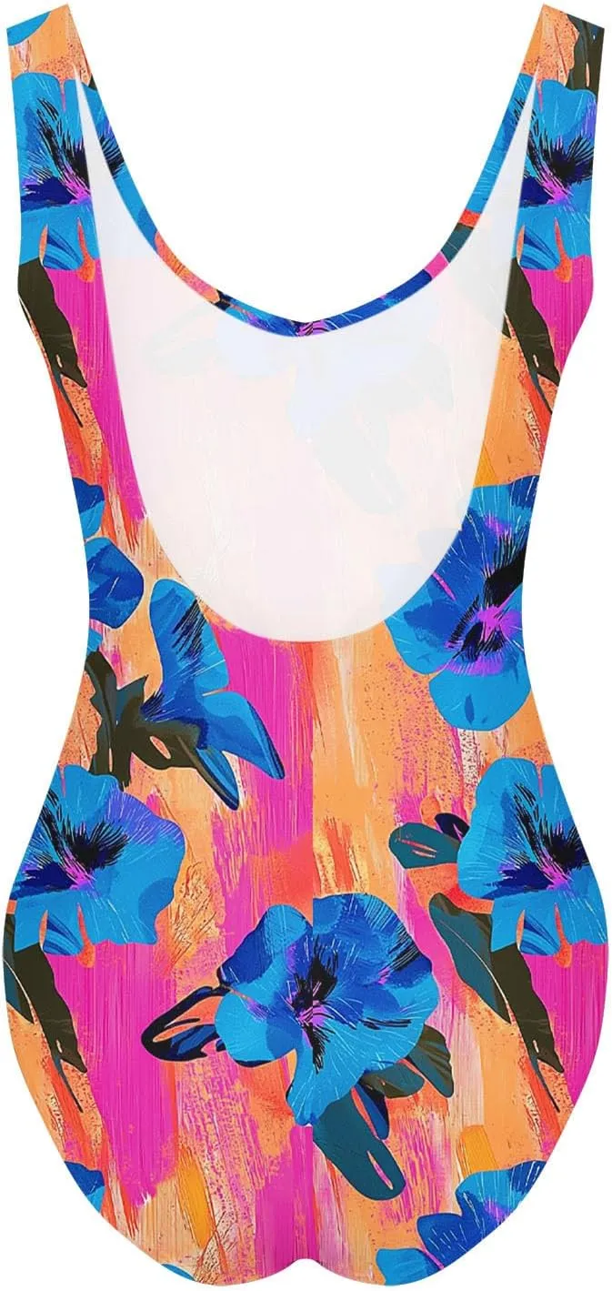 Women's Swimsuit One Piece Tummy Control Bathing Suit Tie Dye Slimming Swimwear Wire-Free Backless Push Up Swim Suits