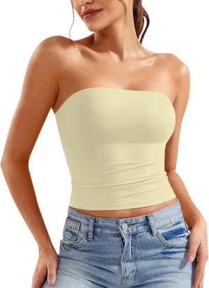 Women's Tube Top Strapless Crop Top Basic Backless Sleeveless Bandeau Going Out Party Y2K 2025 Summer Clothes