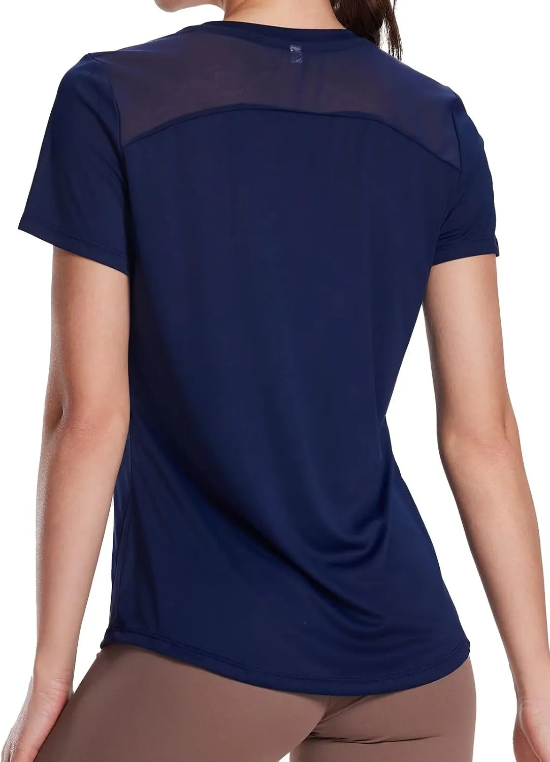 Women's UPF50  Mesh Workout Top - Soft Breathable Crew Neck Short Sleeve for Yoga Gym & Casual Summer Athletic