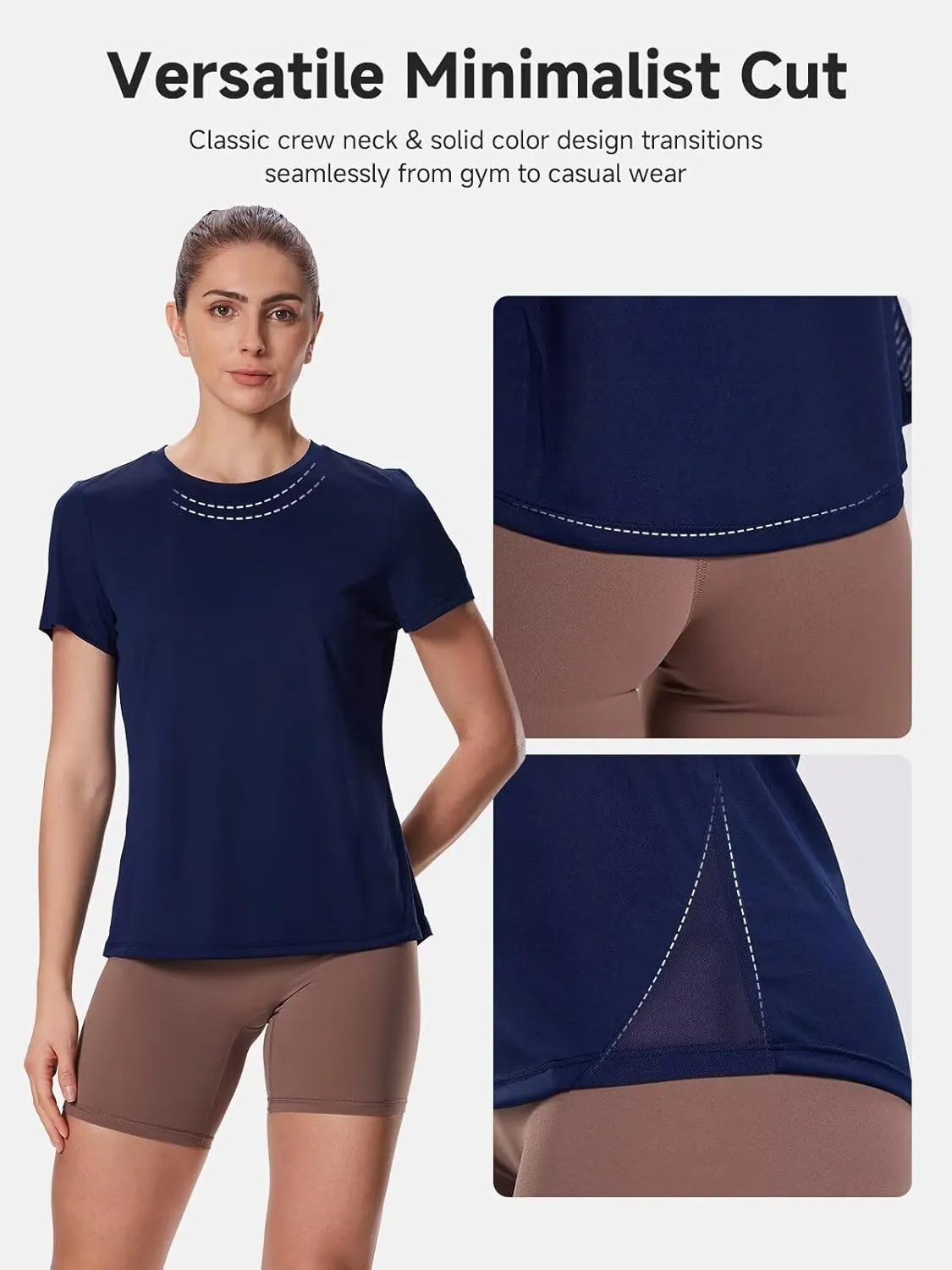 Women's UPF50  Mesh Workout Top - Soft Breathable Crew Neck Short Sleeve for Yoga Gym & Casual Summer Athletic
