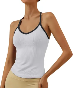 Womens V Neck Sexy Tank Tops Summer Workout Yoga Casual Shirts Sleeveless Tops Lightweight Fashion Basic Tees