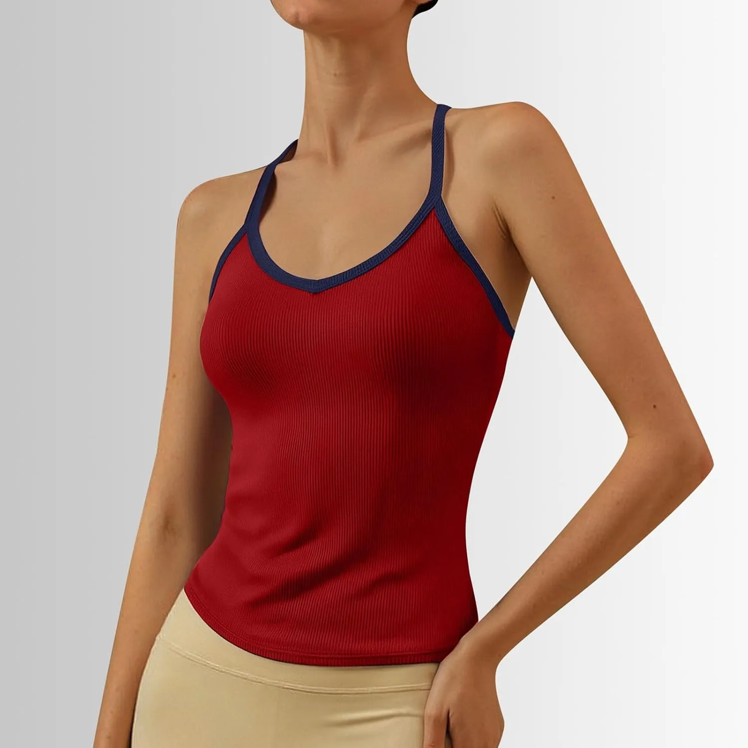 Womens V Neck Sexy Tank Tops Summer Workout Yoga Casual Shirts Sleeveless Tops Lightweight Fashion Basic Tees