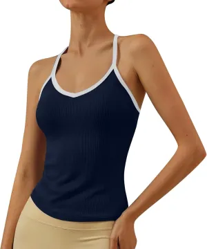 Womens V Neck Sexy Tank Tops Summer Workout Yoga Casual Shirts Sleeveless Tops Lightweight Fashion Basic Tees