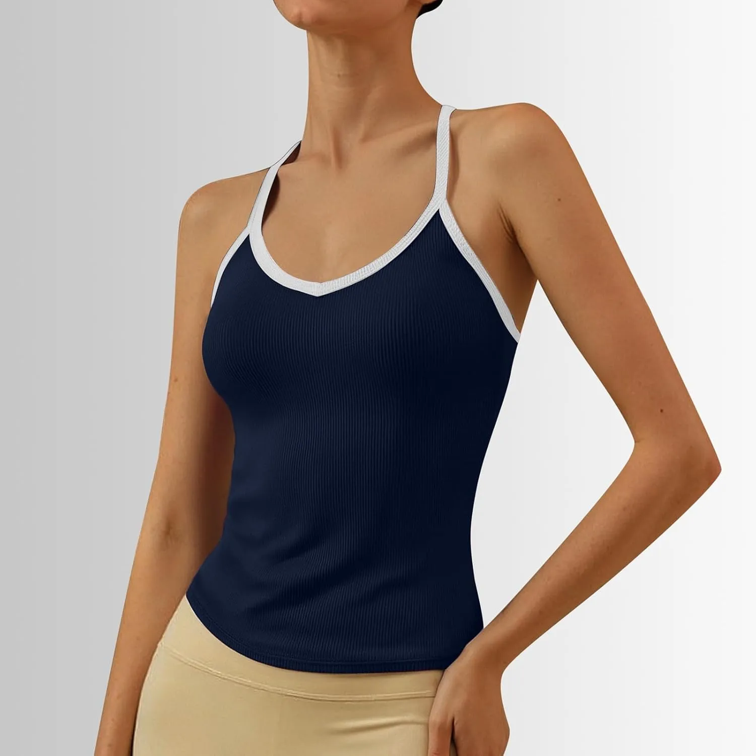 Womens V Neck Sexy Tank Tops Summer Workout Yoga Casual Shirts Sleeveless Tops Lightweight Fashion Basic Tees