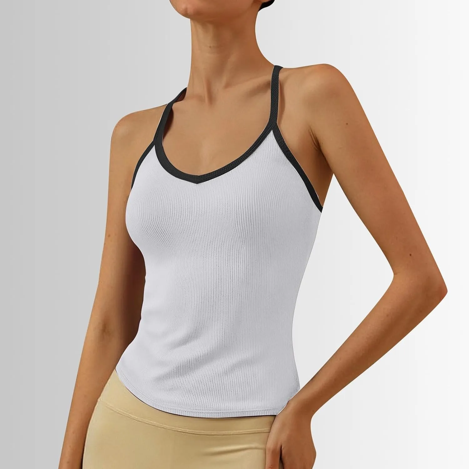 Womens V Neck Sexy Tank Tops Summer Workout Yoga Casual Shirts Sleeveless Tops Lightweight Fashion Basic Tees