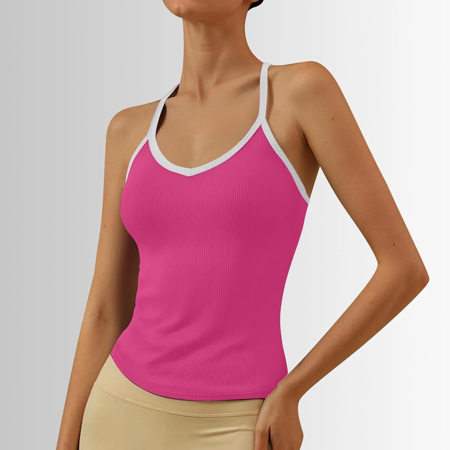 Womens V Neck Sexy Tank Tops Summer Workout Yoga Casual Shirts Sleeveless Tops Lightweight Fashion Basic Tees