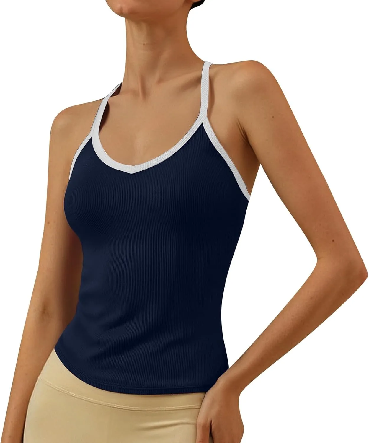 Womens V Neck Sexy Tank Tops Summer Workout Yoga Casual Shirts Sleeveless Tops Lightweight Fashion Basic Tees
