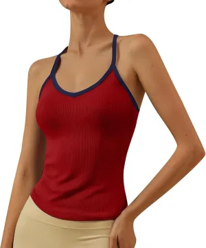 Womens V Neck Sexy Tank Tops Summer Workout Yoga Casual Shirts Sleeveless Tops Lightweight Fashion Basic Tees