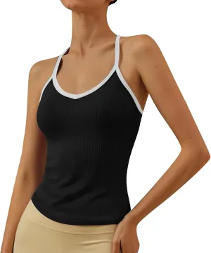 Womens V Neck Sexy Tank Tops Summer Workout Yoga Casual Shirts Sleeveless Tops Lightweight Fashion Basic Tees