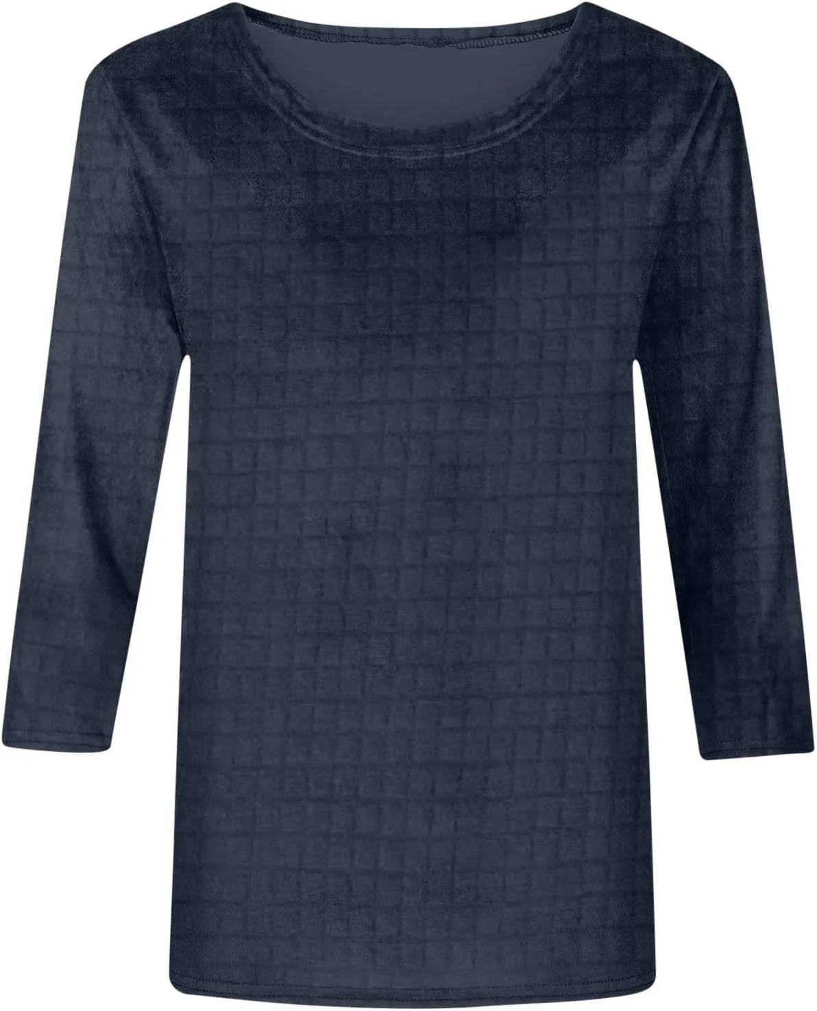 Womens Waffle Tops 3/4 Length Long Sleeve Shirts Spring Tshirt Trendy Casual Crewneck Blouse Loose Fit Basic Tee