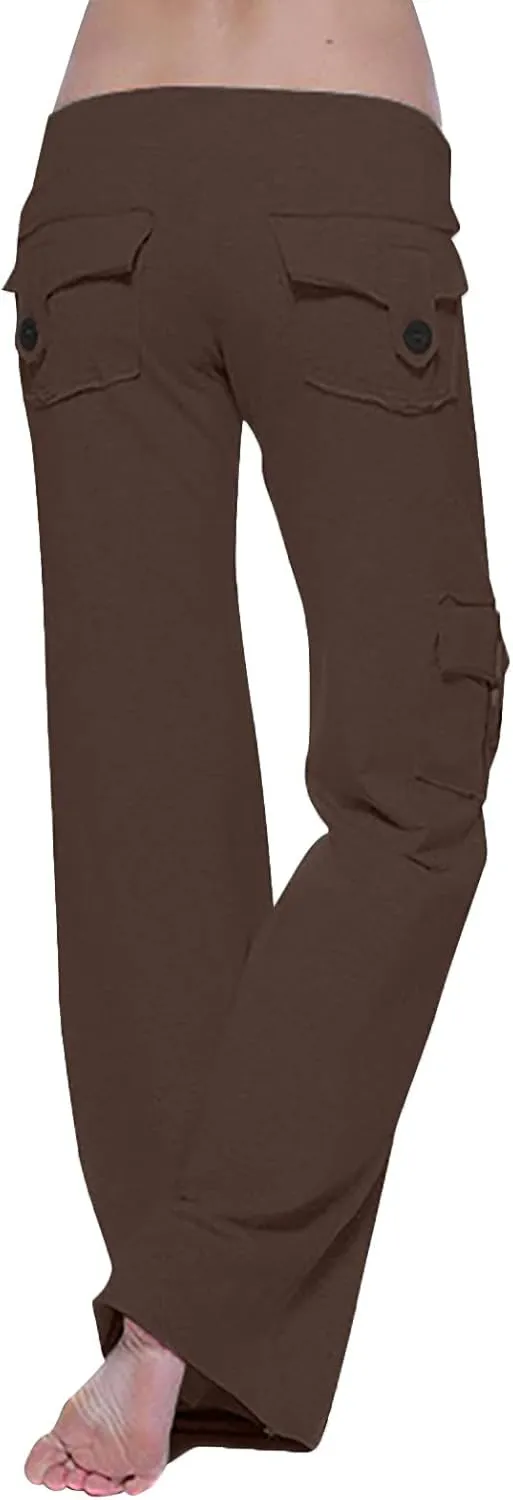 Womens Wide Leg Yoga Pants Cargo Wide Leg Trouser Yoga Pants Plus Size Flare Leggings Bootcut Yoga Pants with Pockets