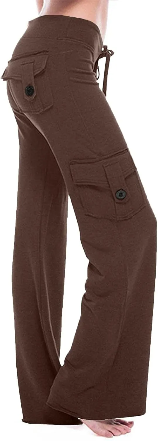 Womens Wide Leg Yoga Pants Cargo Wide Leg Trouser Yoga Pants Plus Size Flare Leggings Bootcut Yoga Pants with Pockets