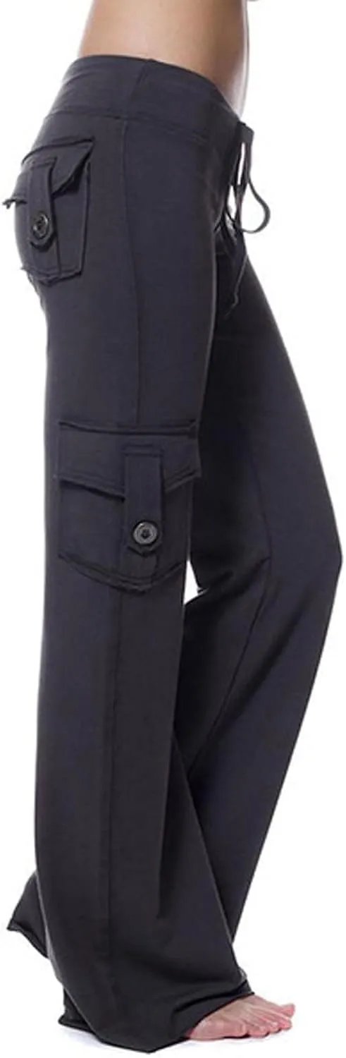 Womens Wide Leg Yoga Pants Cargo Wide Leg Trouser Yoga Pants Plus Size Flare Leggings Bootcut Yoga Pants with Pockets