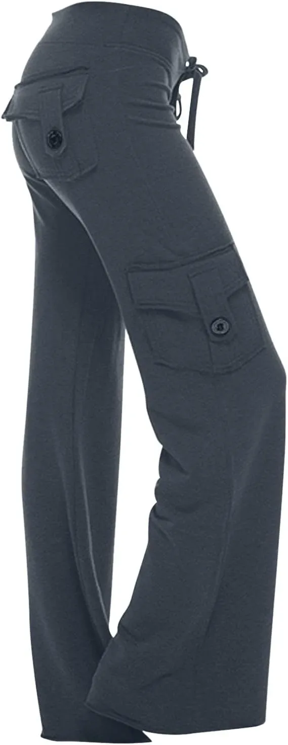 Womens Wide Leg Yoga Pants Cargo Wide Leg Trouser Yoga Pants Plus Size Flare Leggings Bootcut Yoga Pants with Pockets