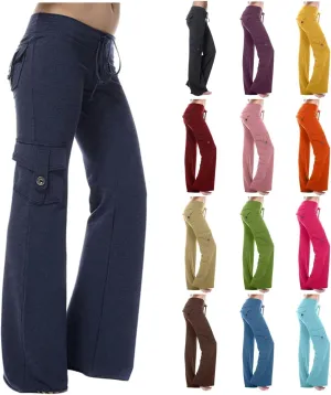 Womens Wide Leg Yoga Pants Cargo Wide Leg Trouser Yoga Pants Plus Size Flare Leggings Bootcut Yoga Pants with Pockets