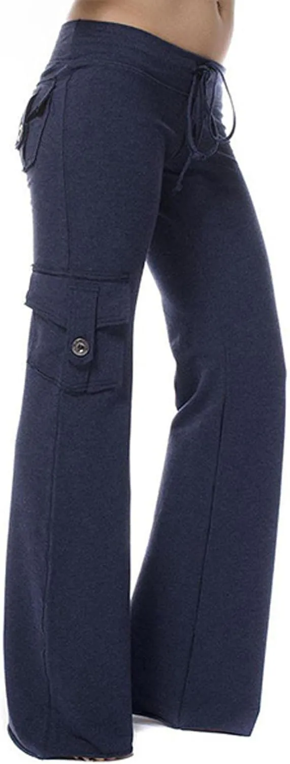 Womens Wide Leg Yoga Pants Cargo Wide Leg Trouser Yoga Pants Plus Size Flare Leggings Bootcut Yoga Pants with Pockets