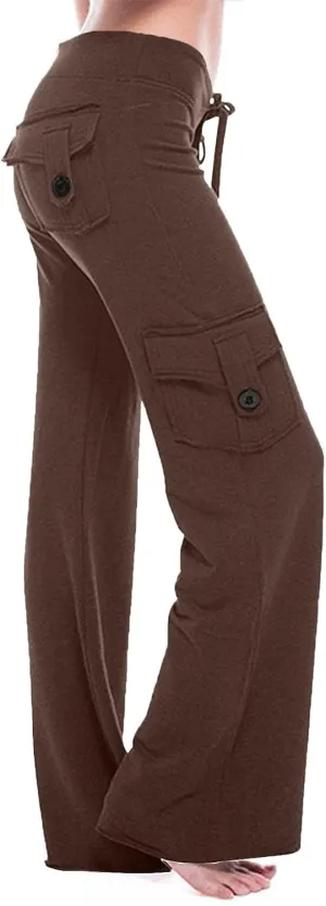 Womens Wide Leg Yoga Pants Cargo Wide Leg Trouser Yoga Pants Plus Size Flare Leggings Bootcut Yoga Pants with Pockets
