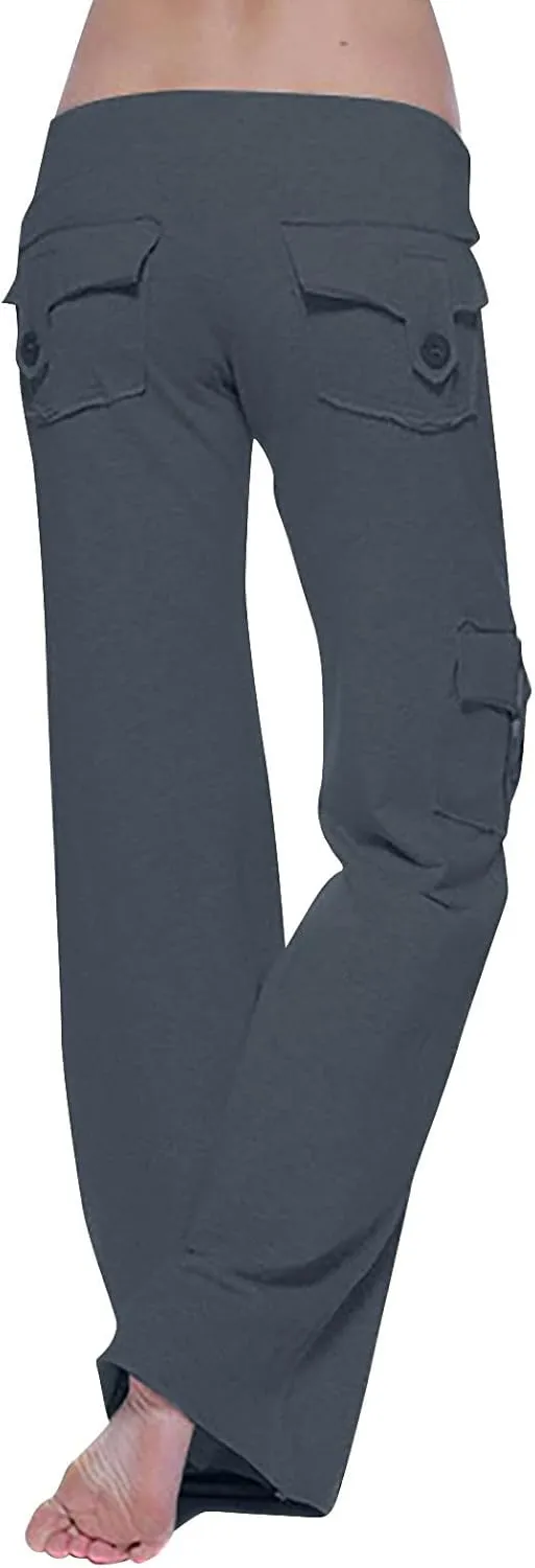 Womens Wide Leg Yoga Pants Cargo Wide Leg Trouser Yoga Pants Plus Size Flare Leggings Bootcut Yoga Pants with Pockets