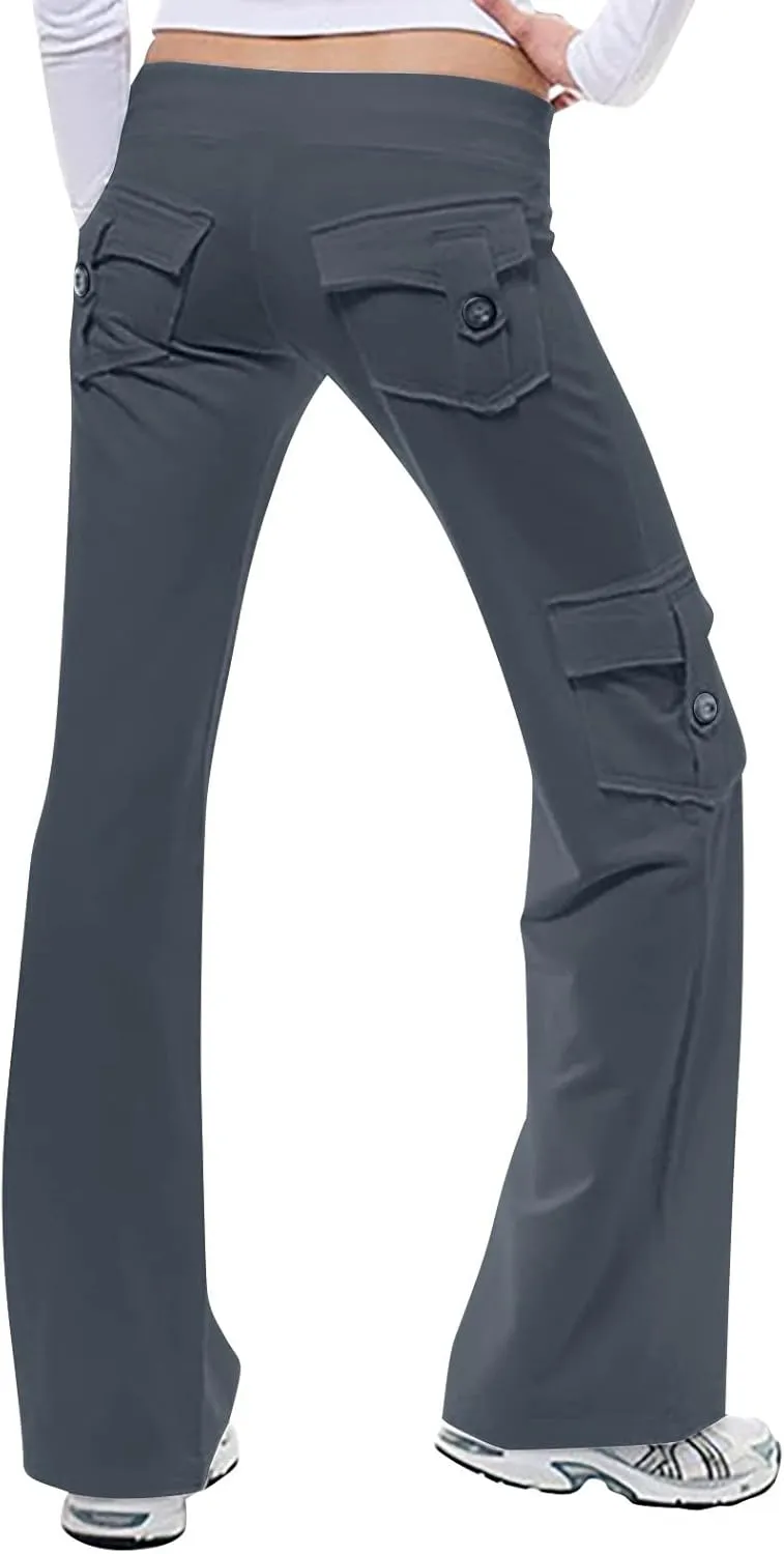 Womens Wide Leg Yoga Pants Cargo Wide Leg Trouser Yoga Pants Plus Size Flare Leggings Bootcut Yoga Pants with Pockets