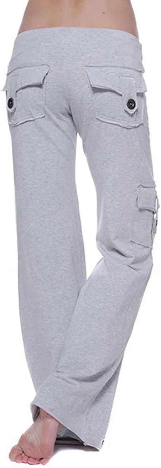 Womens Wide Leg Yoga Pants Cargo Wide Leg Trouser Yoga Pants Plus Size Flare Leggings Bootcut Yoga Pants with Pockets