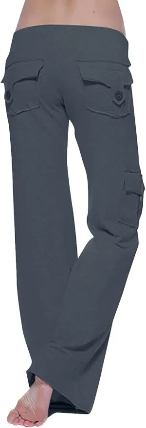 Womens Wide Leg Yoga Pants Cargo Wide Leg Trouser Yoga Pants Plus Size Flare Leggings Bootcut Yoga Pants with Pockets