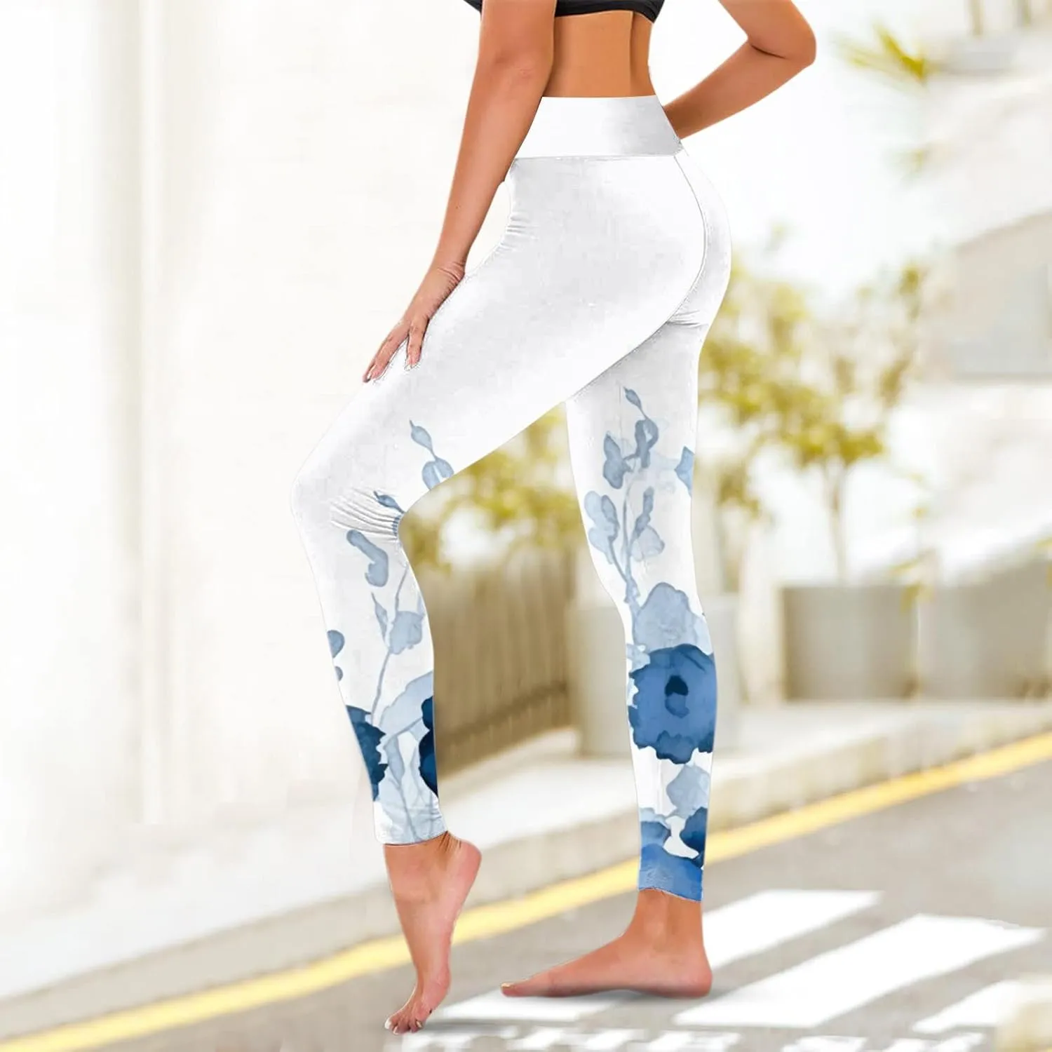 Womens Workout Pants Strethcy Patchwork Yoga Pants Sport Running Casual Yoga Pants Leggings with Cutouts for Women