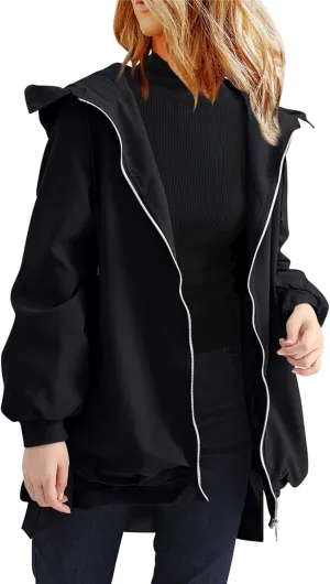Womens Zip Up Hoodies Long Sleeve Oversized Sweatshirts Fashion Y2K Jacket Pockets 2024 Fall Outfits Fashion Clothes