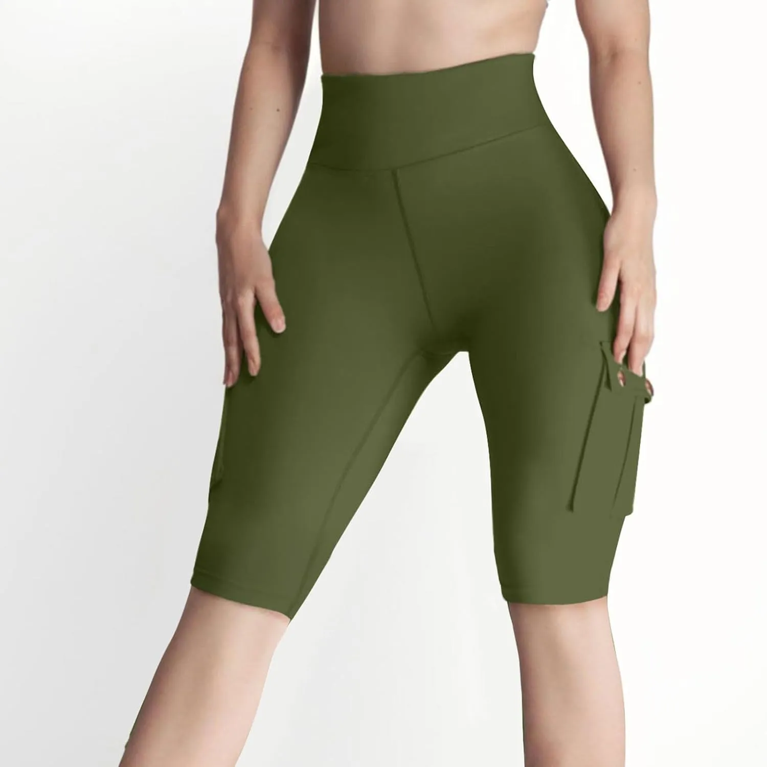 Workout Shorts Women with Pockets High Waisted Tummy Control Cargo Shorts Butt Lift 4-Way Stretch Athletic Shorts