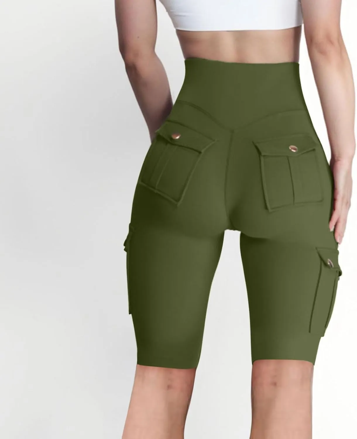 Workout Shorts Women with Pockets High Waisted Tummy Control Cargo Shorts Butt Lift 4-Way Stretch Athletic Shorts