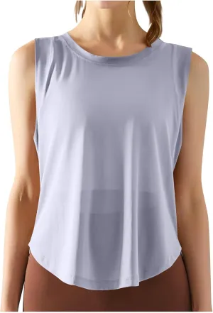 Workout Tank Tops for Women Summer Lightweight Tops Sleeveless Loose Athletic Gym Quick Dry Breath Mesh Yoga Shirts