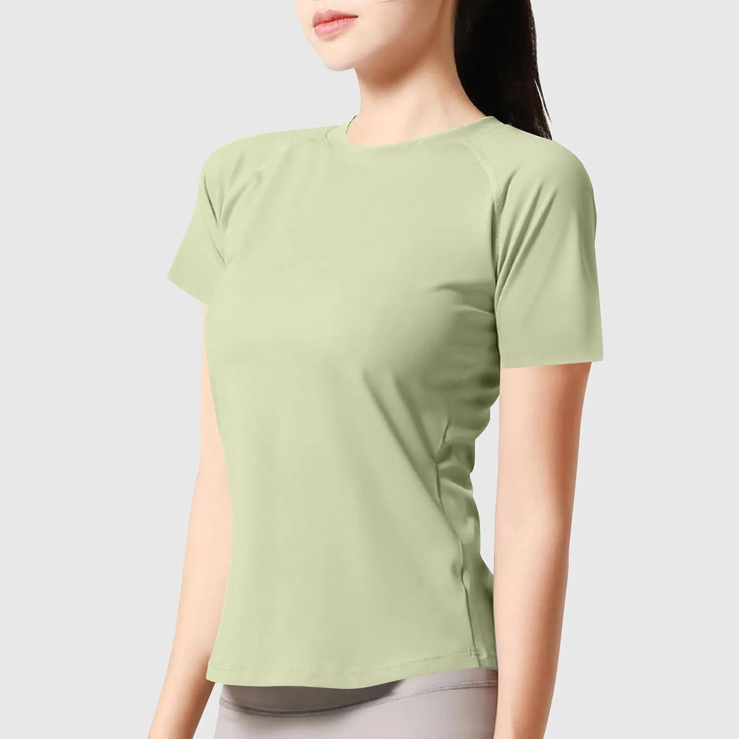 Workout Tops for Women Quick Dry Crewneck Short Sleeve Seamless Gym Shirt Breathable Yoga Athletic Tops