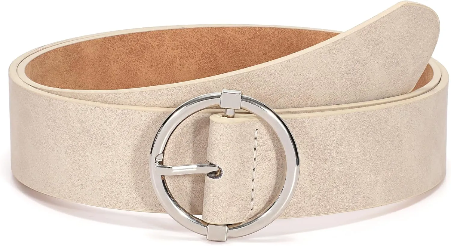 XZQTIVE Women Belts for Jeans Dress Casual Women Leather Belts with O-Ring Buckle 1.42" Width Plus Size Ladies Waist Belts