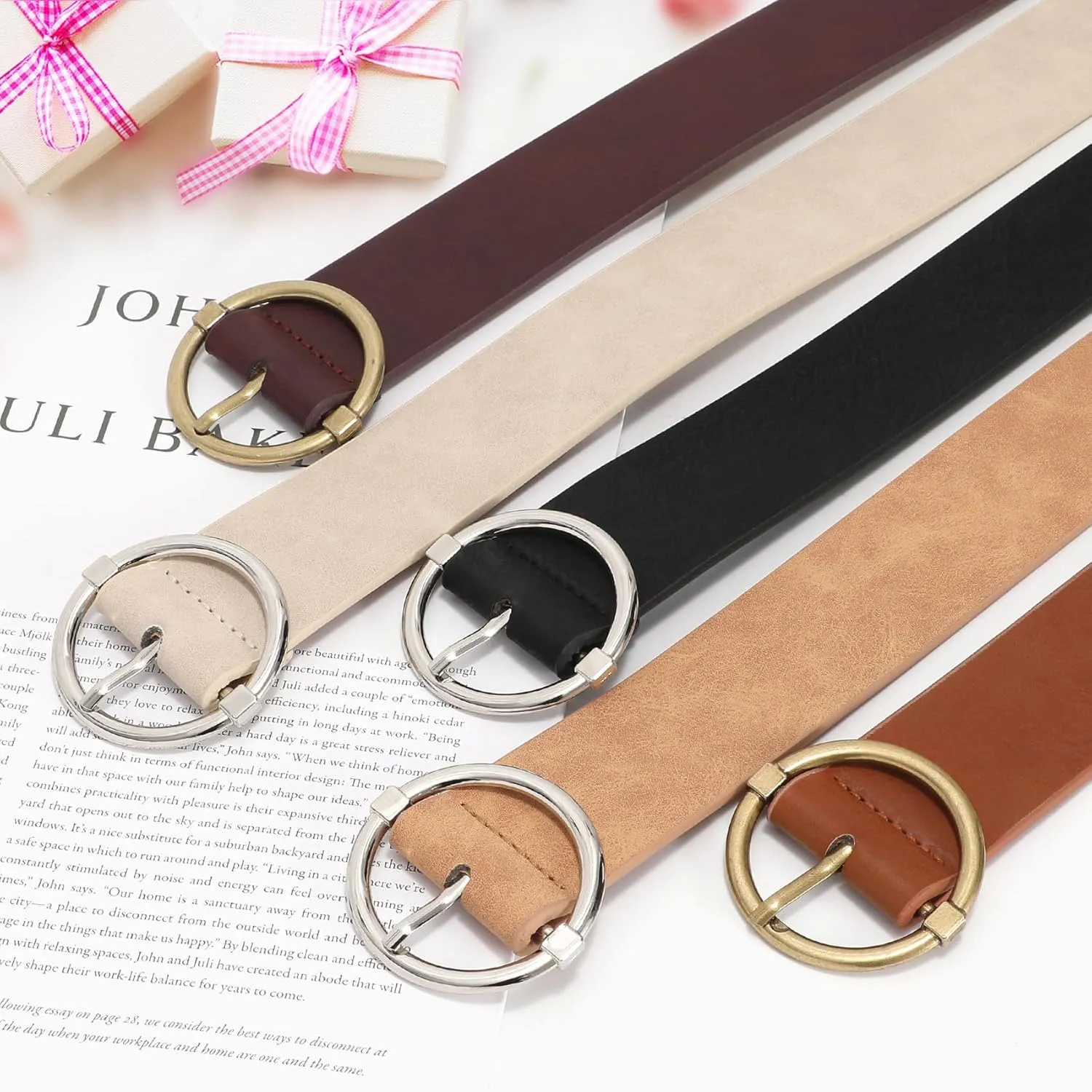 XZQTIVE Women Belts for Jeans Dress Casual Women Leather Belts with O-Ring Buckle 1.42" Width Plus Size Ladies Waist Belts