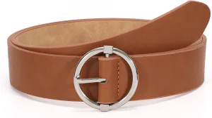 XZQTIVE Women Belts for Jeans Dress Casual Women Leather Belts with O-Ring Buckle 1.42" Width Plus Size Ladies Waist Belts