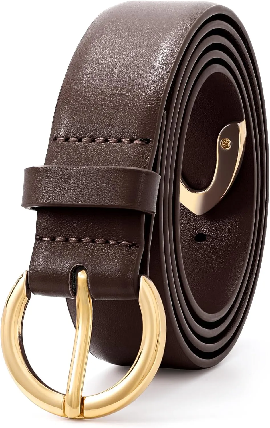 XZQTIVE Women’s Leather Belts for Jeans Pants Dresses Fashion Ladies Black Belt with Gold Buckle