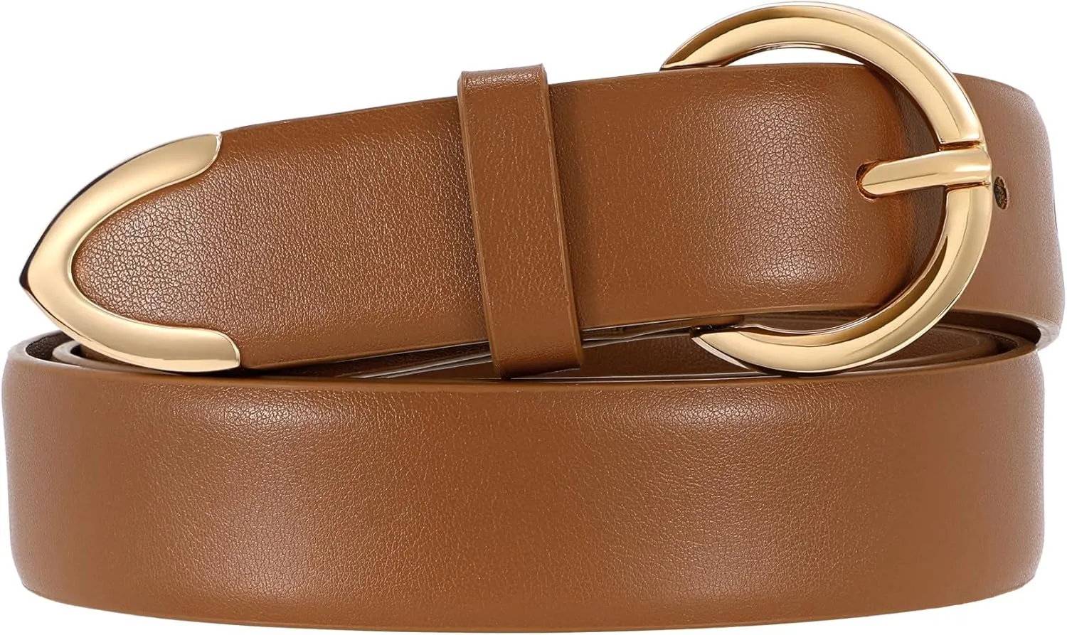XZQTIVE Women’s Leather Belts for Jeans Pants Dresses Fashion Ladies Black Belt with Gold Buckle