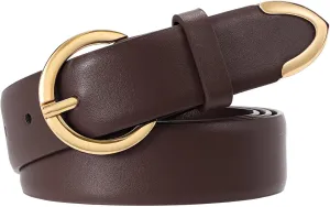 XZQTIVE Women’s Leather Belts for Jeans Pants Dresses Fashion Ladies Black Belt with Gold Buckle