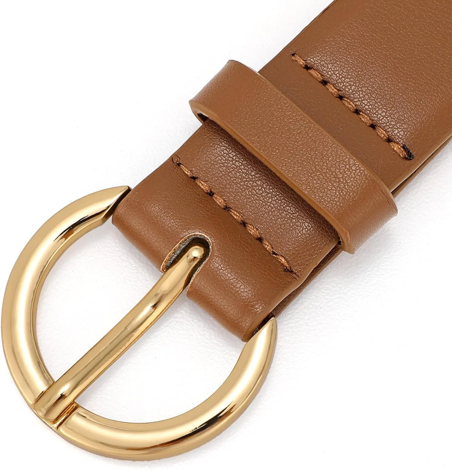 XZQTIVE Women’s Leather Belts for Jeans Pants Dresses Fashion Ladies Black Belt with Gold Buckle