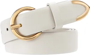 XZQTIVE Women’s Leather Belts for Jeans Pants Dresses Fashion Ladies Black Belt with Gold Buckle