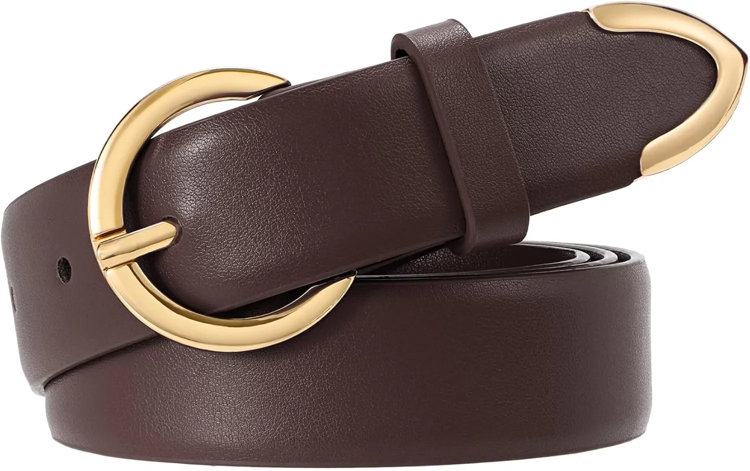 XZQTIVE Women’s Leather Belts for Jeans Pants Dresses Fashion Ladies Black Belt with Gold Buckle