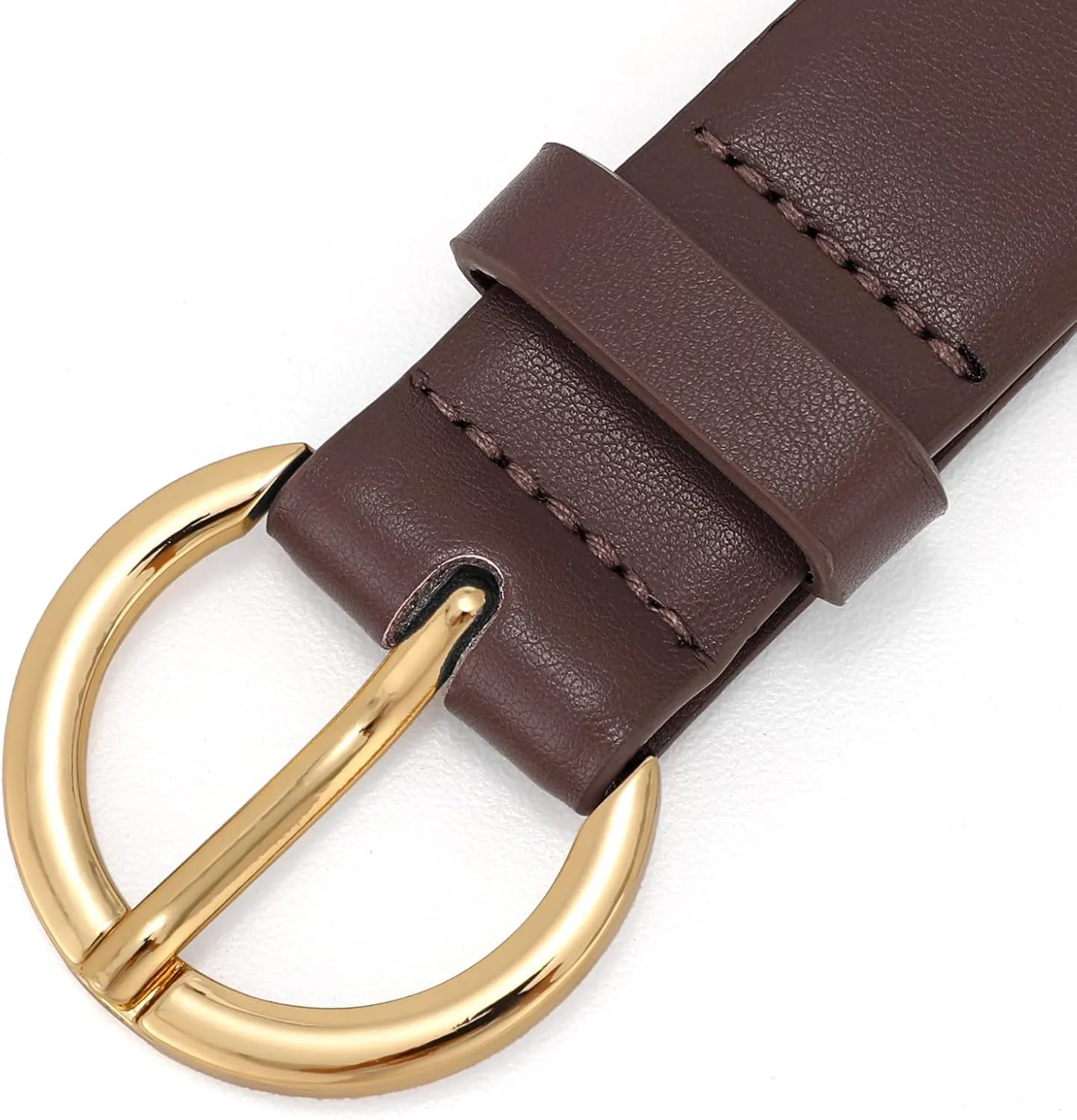 XZQTIVE Women’s Leather Belts for Jeans Pants Dresses Fashion Ladies Black Belt with Gold Buckle